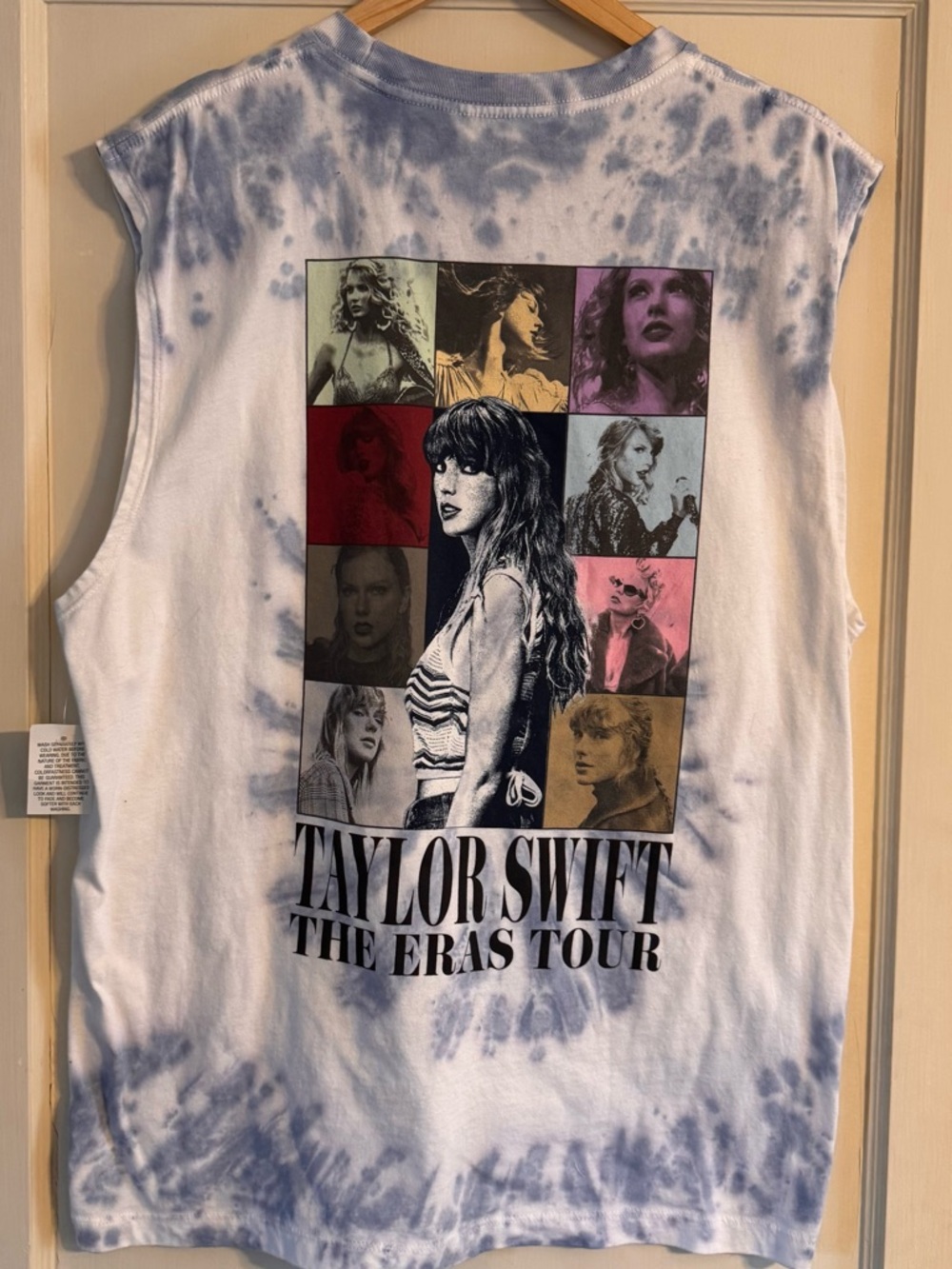 Taylor Swift White and Blue Tie-Dye Muscle Tee - The Eras Tour